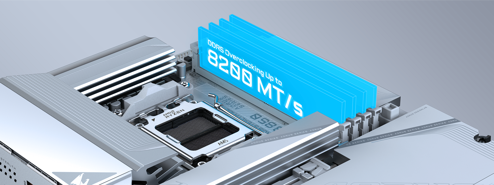 GIGABYTE B850 AORUS STEALTH ICE AMD AM5 Motherboard, ATX, DDR5, 4x